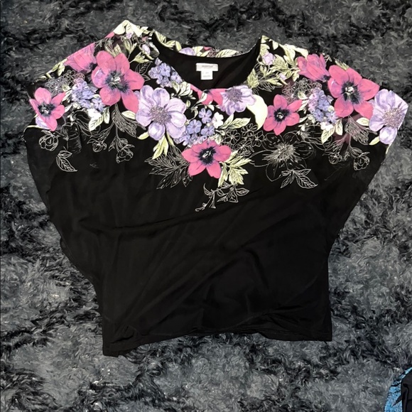 Pink and White Graphic Short Sleeve Relaxed Blouse - Picture 1 of 2